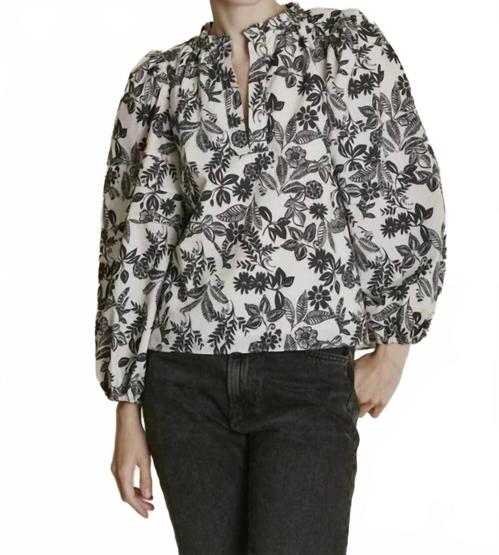 NEW AUREUM ebony blouse in black & off white